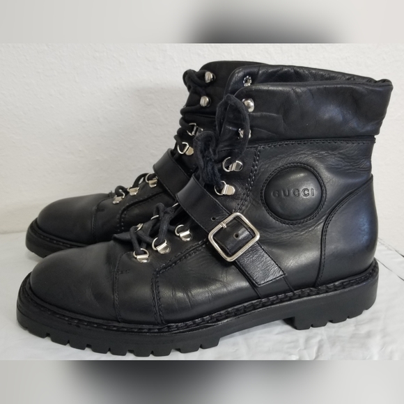 GUCCI SIZE 37 BLACK LEATHER COMBAT BOOT TOM FORD VINTAGE 1999 BARELY WORN - Picture 2 of 10